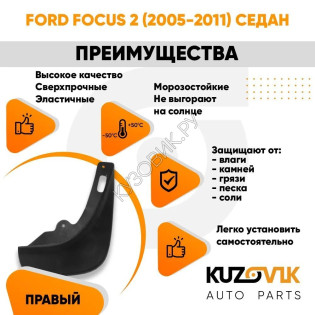 Брызговик задний правый Ford Focus 2 (2005-2011) седан KUZOVIK Брызговик задний правый Ford Focus 2 (2005-2011) седан KUZOVIK