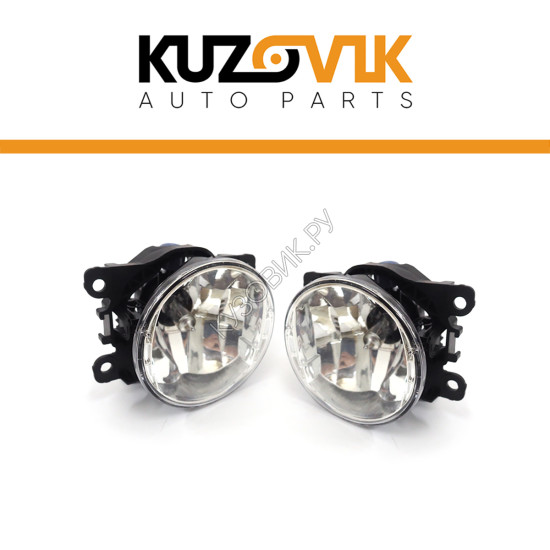 Фары противотуманные ЛЮКС комплект Renault Duster (2 шт) левая + правая с регулировкой угла наклона и лампочками KUZOVIK